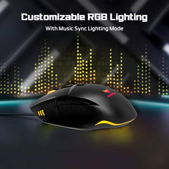 EvoFox Phantom 2 Programmable Gaming Mouse, 8 Programmable Buttons | High Performance 1000Hz Polling Rate | Ultra-Responsive 7000 FPS | 12800 DPI | RGB Lights with Music sync Mode, Windows Software