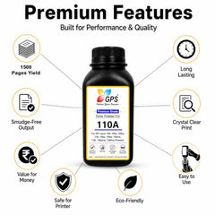 GPS Colour Your Dreams 110A Toner Cartridge Refill Powder Compatible with HP Laser 108w, 108a, 136w, 136nw, 138fnw LaserJet Printers - Pack of 4, 80gms Each