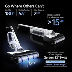 NARWAL S20 Smart Cordless Vacuum Mop – Advanced Wet and Dry Floor Cleaner with 18,000Pa Suction Power, 60-Minute Battery Life, AI Dirt Detection, and Self-Cleaning System