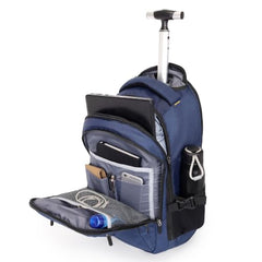 NOVEX 30L Pacific Laptop Trolley Bag with Spinner Wheels for Men & Women | 15.6 Inch Water Resistant 3 Compartments Backpack for Office, Business Trips & Travel | Black
