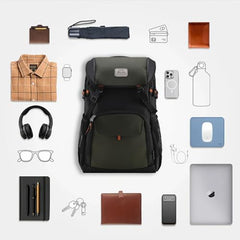 HARISSONS RHINO Laptop Backpack | 30L | Fits 15.6” Laptop | 420D PU-Coated Polyester & Vegan Leather | Office, Commute & Travel | Laptop Protection, Trolley Sleeve, Organizer (Grey)