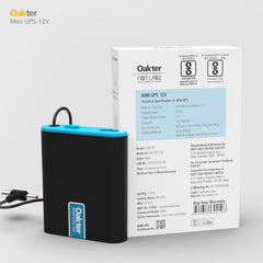 Oakter Mini UPS Basic for WiFi Router Broadband Modem | Supports 12V-2A Routers. Backup Upto 3 Hours | WiFi Router UPS Power Backup During Power Cuts| Current Surge & Deep Discharge Protection