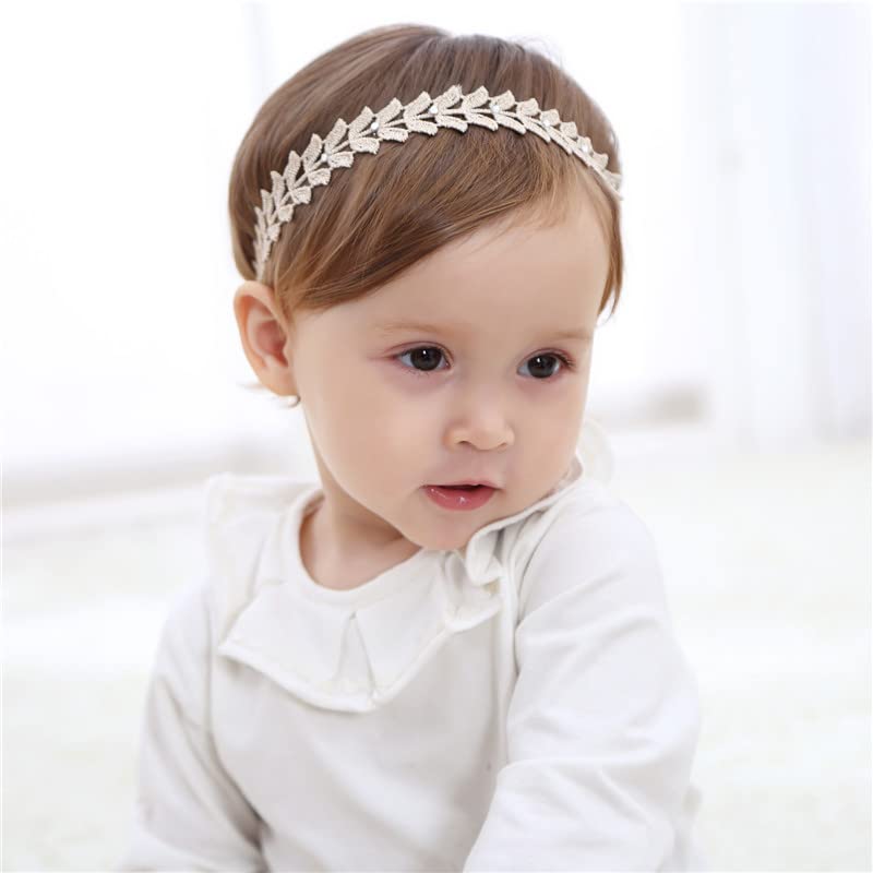 SYGA Baby Girl's Leaf Design Headband Soft & Stretchable Fabric Hairband for Infants, Toddlers, Little Princesses (0-3 Years Gold)