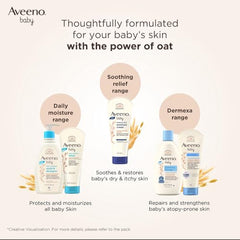 Aveeno Baby Daily Moisture Wash and Shampoo (354ml) | Cleanses hair & body | Oat kernel extract & glycerin | Tear-free, soap-free, paraben-free, hypoallergenic | US #1 Pediatrician recommended