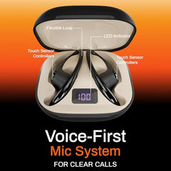 ACwO DwOTS Sense Pro True Wireless Earbuds, 42dB ANC, Voice-First Mic System for Clear Calls, Skin-Friendly Ear Hooks, 12mm Drivers, Dual Pairing, Sweat Resistant, Advanced Bluetooth Ear Buds (Orange)