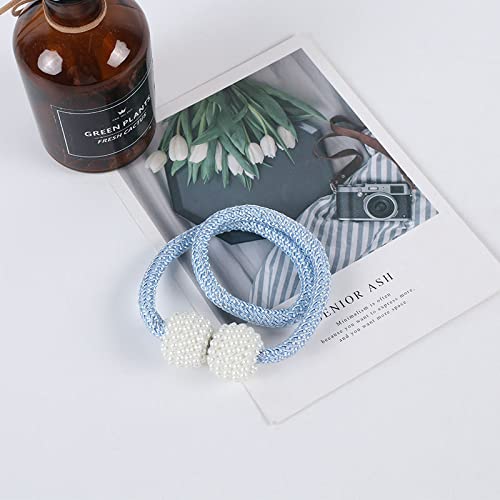 Syga 2Pcs Curtain Tiebacks 46cm Curtain Clip Rope Holdbacks Classy Decorative Pearl Holder Buckles for Home Hotel Window Draperies Rope Ties Office Living Bedroom Decoration- Pack of 2, Beige