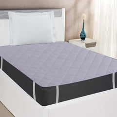 Trance Home Linen 100% Cotton Quilted Mattress Protector Single Siz Bed| Quilted Bed Cover |Water Resistant | Breathable 100% Cotton Pad with Elastic Straps on Corners (75x36 inch, Beige)