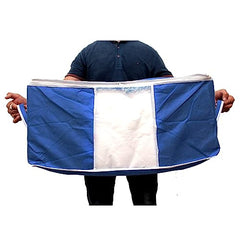 Kuber Industries Leheriya Design Underbed Storage Bag, Storage Organiser, Blanket Cover Set Of 3 (Royal Blue, Non-Woven), 65 x 47 x 33 Centimeters