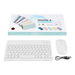 Bluetooth Keyboard and Mouse Combo Ultra-Slim Portable Rechargeable Compact Wireless Mouse Keyboard Set for Pad/iPad Pro/iPad Mini/iPad Air Mac OS,Android Windows iOS and Above(White)
