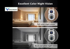 Vexcrion 360° WiFi Smart Security Camera with Dual Lens, 2-Way Audio, Night Vision, Motion Detection, Mobile App Remote View, Home CCTV Camera