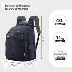 HARISSONS Vervo 40L Waterproof Laptop Backpack for Men & Women | Fits 15.6" Laptop with Sternum Strap, Quick Access Pocket, Detachable Key Holder, Organized Compartments & Raincover (Grey)