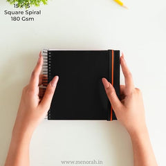 MENORAH - Artist Square Sketch Book - 180 GSM - Square Drawing Book - (100 Pages/50 Sheets) - Hard Metal Spiral Bound - (15.0 cm x 15.0 cm) - Pink