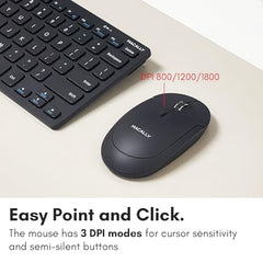 Macally Small Wireless Keyboard and Mouse Combo - An Essential Workspace Duo - 2.4G Wireless Keyboard Mouse for PC - 78 Key Mini Keyboard and Mouse with Slim Body, Quiet Click Buttons, and 3 DPI Modes