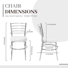 RATISON Office Visitor Study Chair Home Restaurant Steel Multipurpose with a Leather Cushion Steel Chrome Chair with Ring (Green, 6)