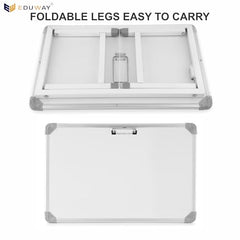 Eduway Multipurpose White Board Study Laptop Table for Student | with Adjustable Height Bed Table for Kids | Portable Laptop Table for Home, Office & Presentation | Include with 1 Marker & 1 Duster