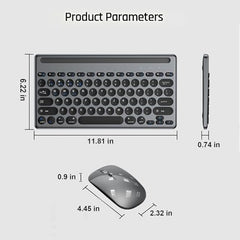 Wireless Keyboard and Mouse Combo with Phone Tablet Holder, Rechargeable Dual-Mode (Bluetooth 5.0 and 3.0 +2.4G) Multi-Device Silent Mouse for Windows, iPad, Tablet, MacOS,iOS,Android (Grayish Black)