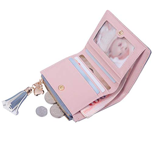 SYGA Pink/PU Leather/Bifold Wallet/Card Holder/Clutch/Purse for Women/Ladies/Female/Pack of 2 pieces/Size: 11 * 9 CM