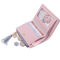 SYGA Pink/PU Leather/Bifold Wallet/Card Holder/Clutch/Purse for Women/Ladies/Female/Pack of 4 pieces/Size: 11 * 9 CM