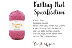 Craft Affair | Knitting Nest Acrylic Yarn (200 Meter, 100 Grams, 2mm) / Woolen Yarn/Acrylic Yarn for Knitting and Crocheting-Olive