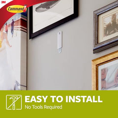 3M Command Sawtooth Picture Hangers, Photo frame Hooks, Holds 1.8 kg, No Paint Damage, Holds Strongly, Reusable, Adhesive hooks for wall, Multi-surface (White, 4 hooks, 6 strips)