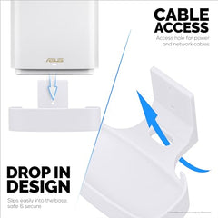 Adhesive Wall Mount for Asus ZenWifi XT8, XT9 & CT8 WiFi Router, Easy to Install Holder, Stick On & Screw in Mounting, by Brainwavz