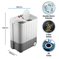 Samsung 9.5 Kg, 5 Star, Semi-Automatic Top Load Washing Machine (WT95A4260GD/TL, Air Turbo Drying, Dark Gray, 5 Year Warranty on Wash Motor)