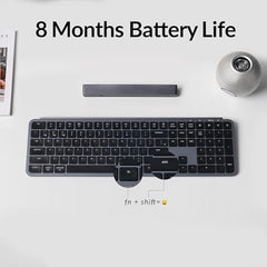 Keychron B6 Pro Ultra-Thin Wireless Keyboard, Full-Size QMK with Numeric Keypad Quiet Typing, 2.4 GHz/Bluetooth 5.2/Wired Connection Long Battery Life, Compatible with Mac Windows Linux - Space Gray