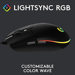 Logitech G102 Light Sync Gaming Mouse with Customizable RGB Lighting, 6 Programmable Buttons, Gaming Grade Sensor, 8K DPI Tracking,16.8mn Color, Light Weight - Black
