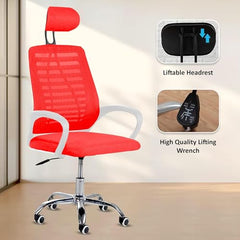 Casa Copenhagen Mesh Mid Back Office/Study/Computer/Revolving/Desk Chair for Work from Home -Metal Base, Height Adjustable Seat - Grey Milange & Black Handle