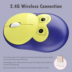 Lomiluskr Cute Cat Wireless Mouse, Lightweight Soundless Mice, 2.4G Wireless Mice, Candy Colors, Kawaii Mouse for Girls and Kids (Purple)