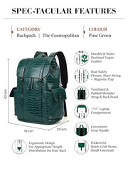 FUR JADEN 22L Vegan Leather Stylish Travel Premium Laptop Backpack for Men & Women | Water-Resistant | Fits Upto 15.6 Inch Laptop | Ideal for Office, College, Work & Travel (Yellow)