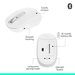 Logitech M196 Compact Ambidextrous Bluetooth Wireless Mouse - Off White