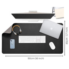 AROPANA Anti-Slip Extended Mouse Pad 90x45cm | PU Vegan Leather Desk Mat | Large Computer Desk Protector Pad with Suede Base for Keyboard, Laptop, Office & Home (Grey)