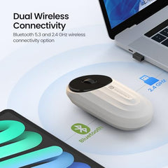 Portronics Toad 6 Bluetooth Wireless Mouse with 2.4 GHz USB Receiver, Multi-Device Pairing, Built in Battery, 1600 DPI Sensor(Black)