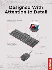 Lenovo 305 USB-C Wired Keyboard & Mouse Combo, Black, Spill-Resistant, Narrow Border, Adjustable Tilt, Full-Size Keyboard & Mouse, Compatible with Laptop, PC, Tablet, USB-C Connectivity Gaming Office