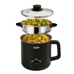 Glen Electric Kettle with Steamer 1.5L, 600W | Multipurpose Kettle for Tea, Coffee, Milk, Eggs, Soup & Noodles | Egg Boiler, Food Steamer, Dual Heat Settings, Auto Shut-Off SA9016 MCK