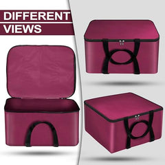 Storite 2 Pack Nylon Wardrobe Bag Underbed Cloth Storage Organizer | Moisture Proof Storage Bag, Storage box for Clothes Saree Bags, Zippered Closure & Handle - Magenta,37x34x23 cm
