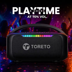 Toreto 40W Bluetooth Speaker with Deep Bass & Dual Wireless Karaoke Mic