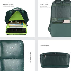 Gear Elevate Faux Leather 20L Water Resistant Anti-Theft 4 Compartment Backpack/Laptop Bag/Office Bag With Raincover For Men/Women (Olive-Yellow)