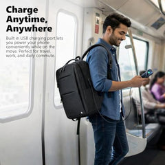 GadgetBite Graphite 20L Laptop Backpack with 15.6" Laptop Compartment, USB Charging Port, Organiser Pockets and Bottle Holder. Ideal for Office, College and Travel - Charcoal Grey