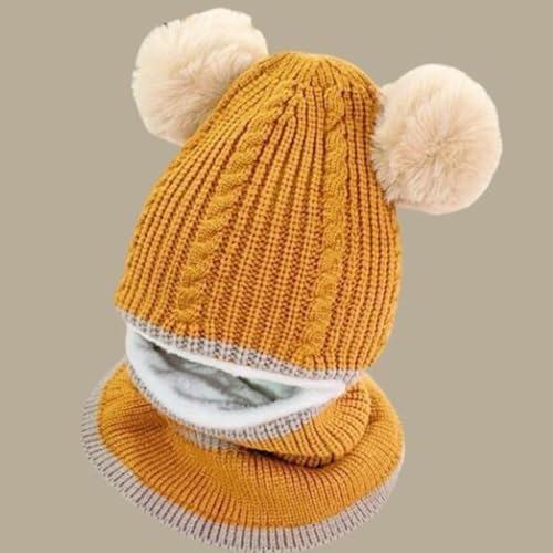 MOMISY Winter Soft Woolen Monkey Cap with Velvet Lining for Baby Boys, Girls, Infant, Toddler, 2-5 Years (in, Age, 2 Years, 5 Years, Yellow)
