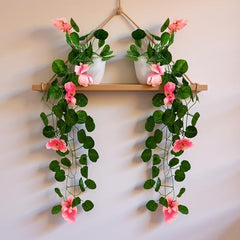 fancymart Artificial Flower Plant Home Décor with Small Size Pot | Pack of 2 | Plant Hanging for Home Decor | Office Decor (DESIGN-01)