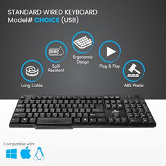 ProDot ProSeries Wired Keyboard Mouse Set I Plug & Play I High Resolution 1000 DPI I 10M Keystrokes I Spill Resistant I Ergonomic Design I 1.2m Cable I Works with Windows, iOS, Linux I 1 Year Warranty