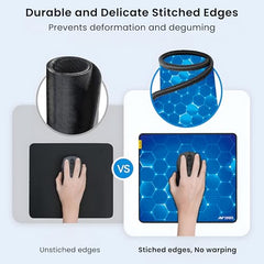 Ant Esports Prism Mouse Pad with Anti-fray Stitching, Waterproof Surface & Non-Slip Rubber Base with Stitched Edges Gaming Mouse Mat for Laptop, Compatible with Laser and Optical Mice – Black