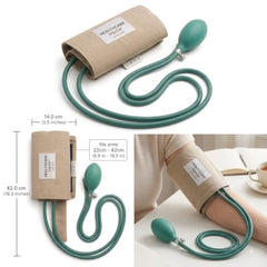 BP Cuff Set for Hospital - B.P Cuff Complete Set - Accurate And Reliable Blood Pressure Measurements - BP Cuffs with Bladder , Bp Bulb, SS Air Valve & jointer - BP Monitor Cuff for All Brands - BP Cuff For Aneroid/Mercurial (Green)
