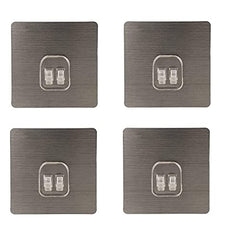 AMIQUS 10 Pcs Hevy Duty Self Adhesive Hook for Hanging Kitchen Item and Other Stainless Steel, Gold Waterproof, Strong Towels, Keys, Utensils,Robes Double-Sided Transparent (Double Claw V Shape)