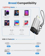 Verilux® Lighting to Type C Earphone Converter with Aluminum Alloy Housing