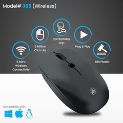 ProDot Plug & Play Ergonomic Wireless Mouse I Adjustable DPI Optical Sensor 1000-1600 I 5M Key Press Life & Clickable Scroll Wheel I 2 Year Warranty I Compatible with Windows, iOS, Linux