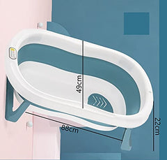 SYGA Baby Bath Tub, Foldable Bathtub with Support Cushion, Rinser Shampoo Rinse Cup, Drain Plug, Stable Anti-Slip Collapsible Easy to Store Infant Shower Basin for Toddlers Newborns Bathing(Baby Pink)