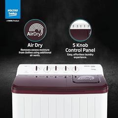 Voltas Beko, A Tata Product 6.5 Kg 5 Star Semi-Automatic Top Loading Washing Machine (WTT65UNX/OK3I0I0W01, Blue, Pulsator wash technology)